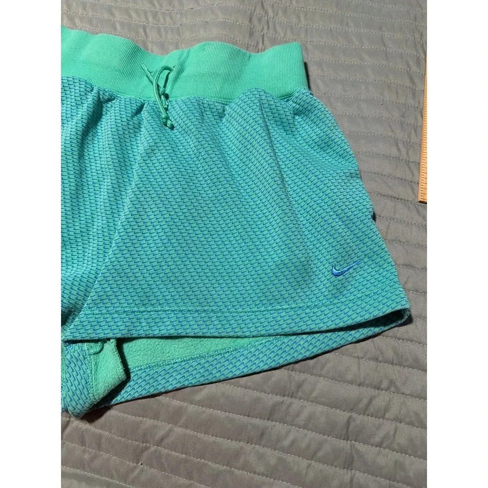 Nike Sweat Shorts Womens Large Green Blue Fleece High Rise Loose Fit AOP